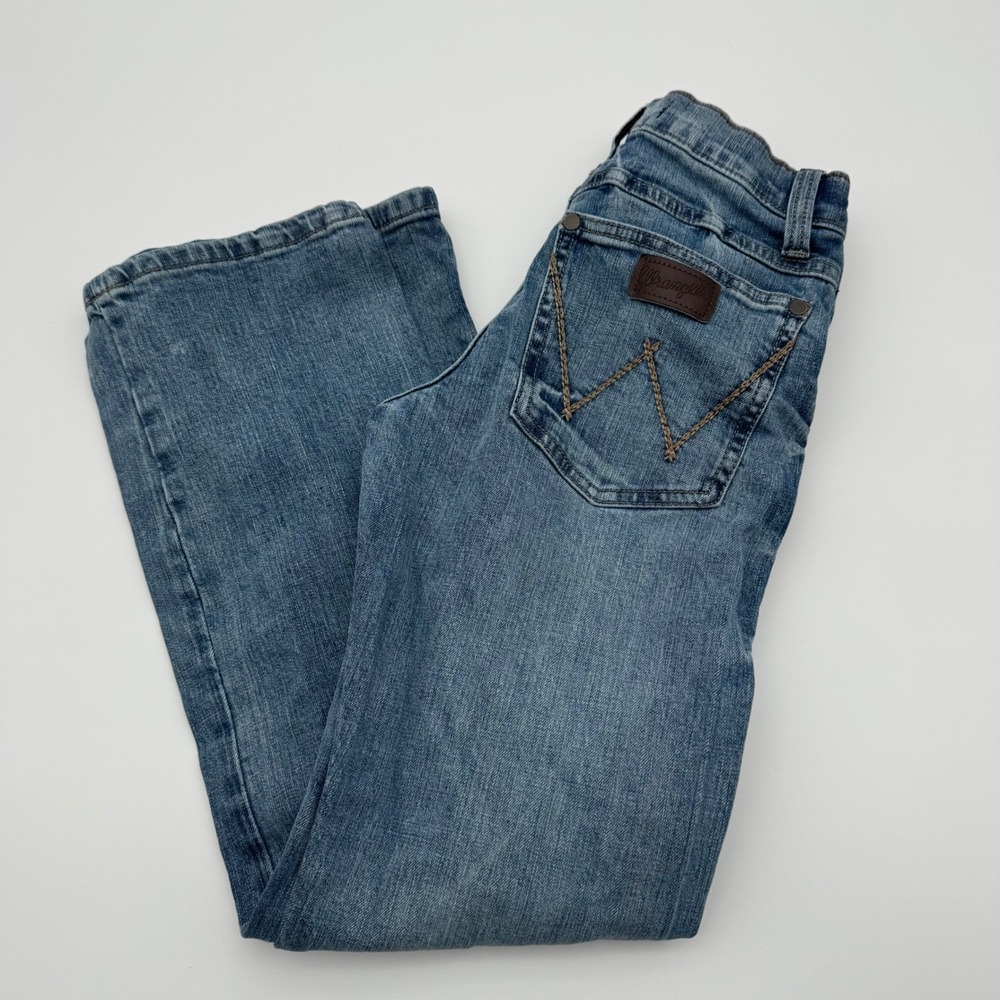 Wrangler Retro Boys Relaxed Fit Jeans Size 12 Regular Med Wash Denim Adjustable
